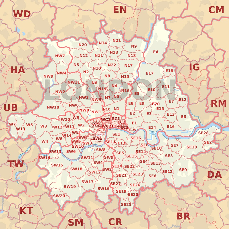Map of London postcodes